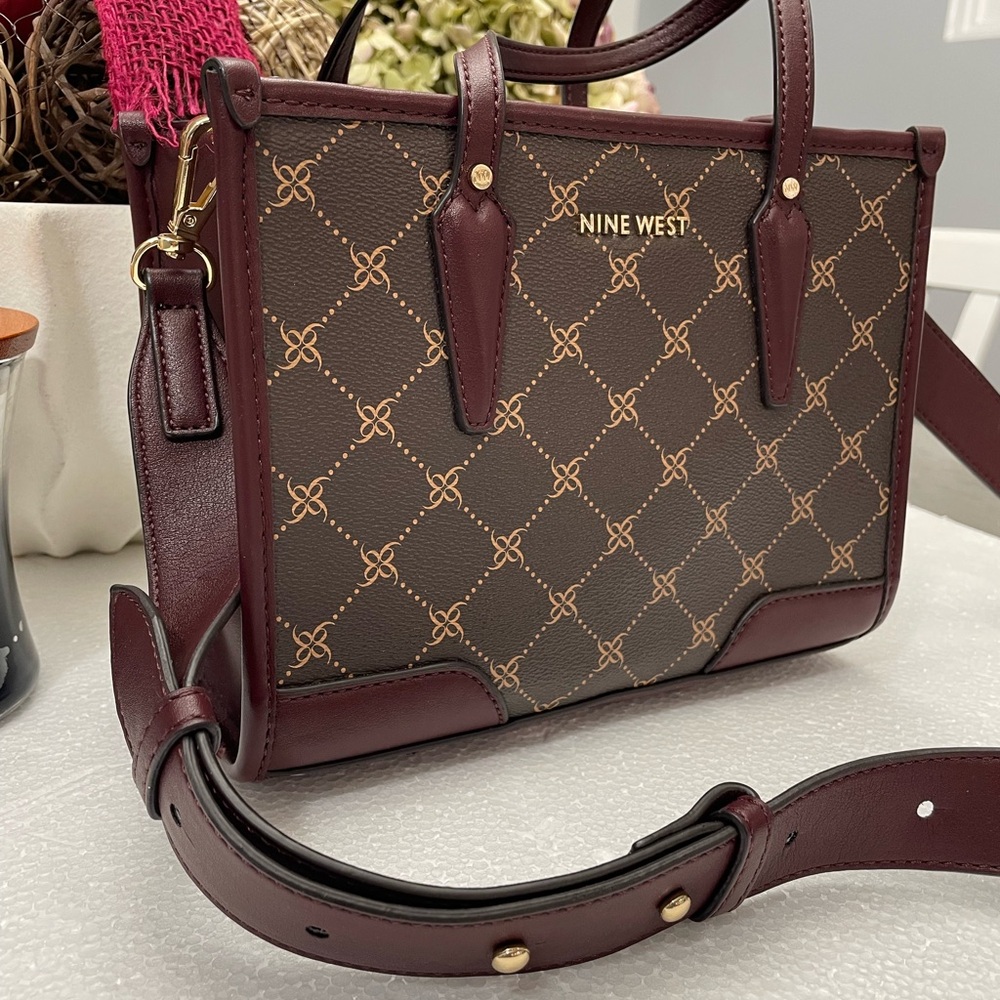 Nine West Burgundy and Brown Satchel